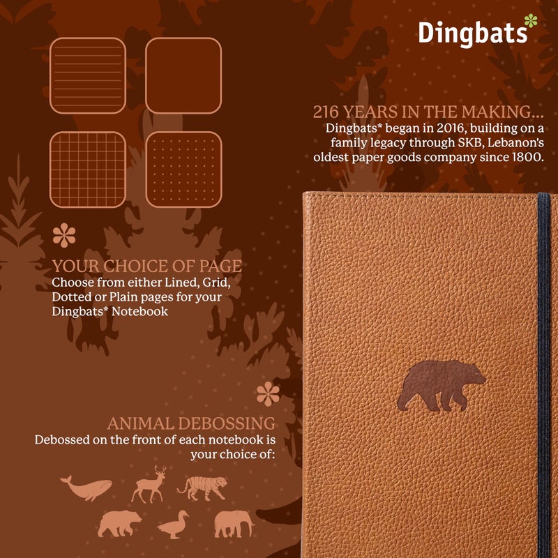 Dingbats* Notebooks Dingbats* Wildlife Plain Journal Notebook A5 - Vegan Leather Hard Cover, Ideal for Work, Travel - Pocket, Elastic Closure, Bookmark - Image 2